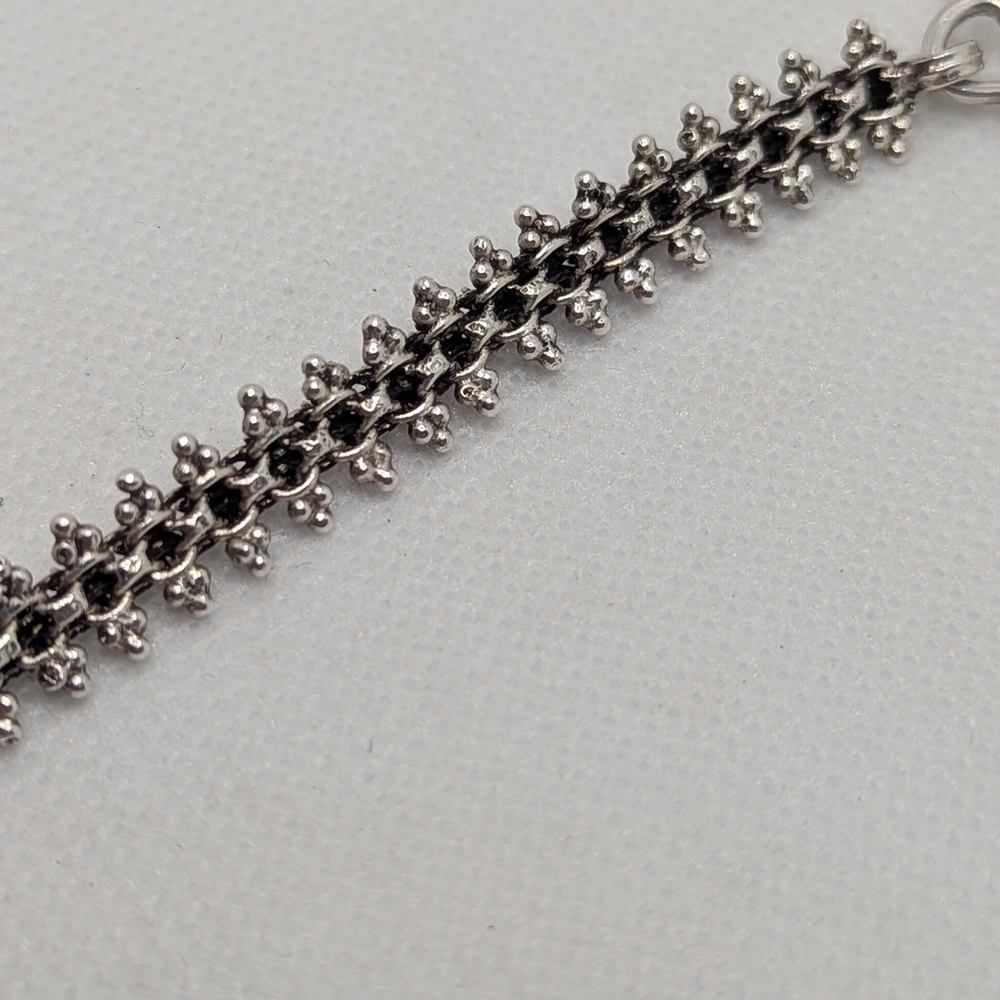 Granulated Flower Silver Necklace - Picture 6 of 8